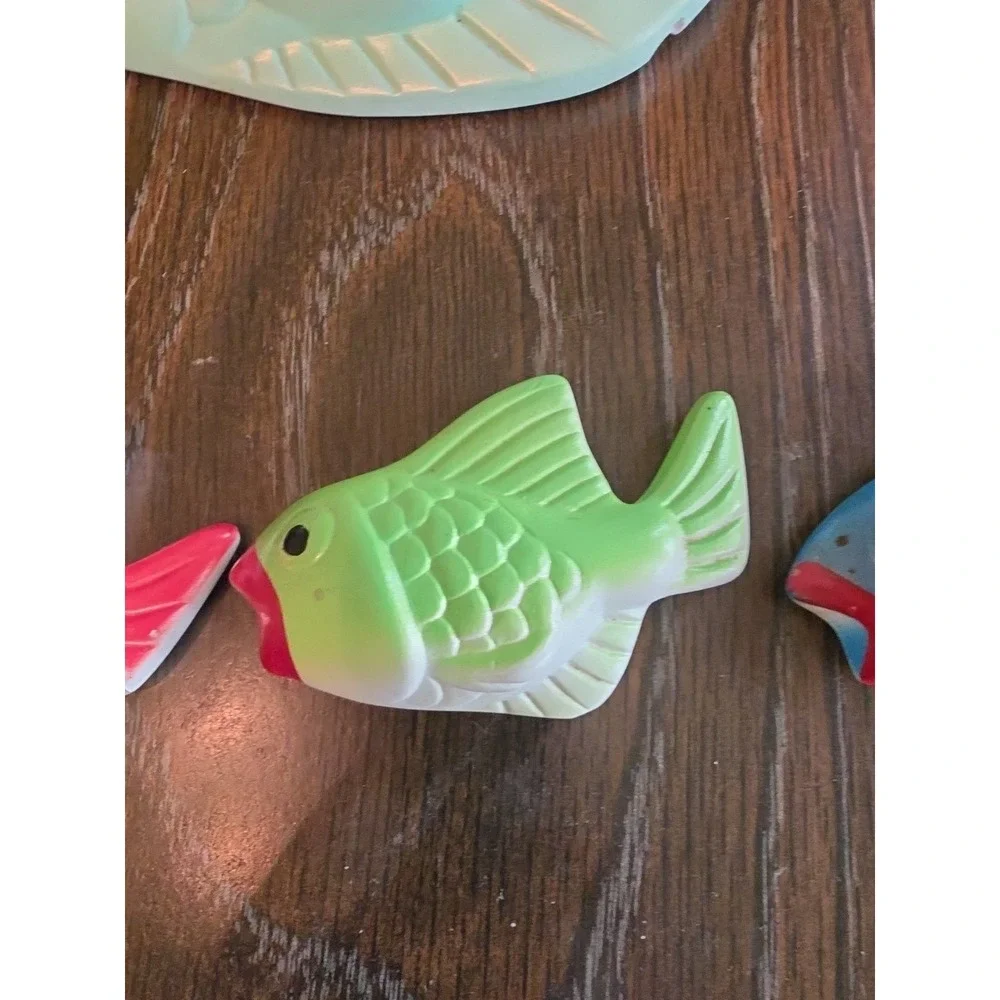 Vintage 1960s Miller Studio Set of 4 Fish Chalkware Wall Art Plaques Decor